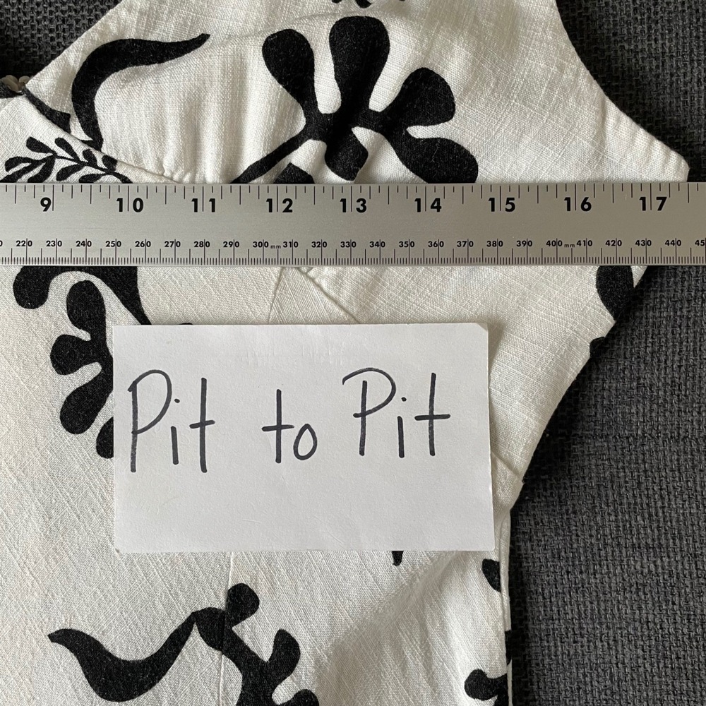 Paper Heart Anthropologie Linen Blend Maxi Dress M White Black Botanical Coastal - Picture 10 of 11